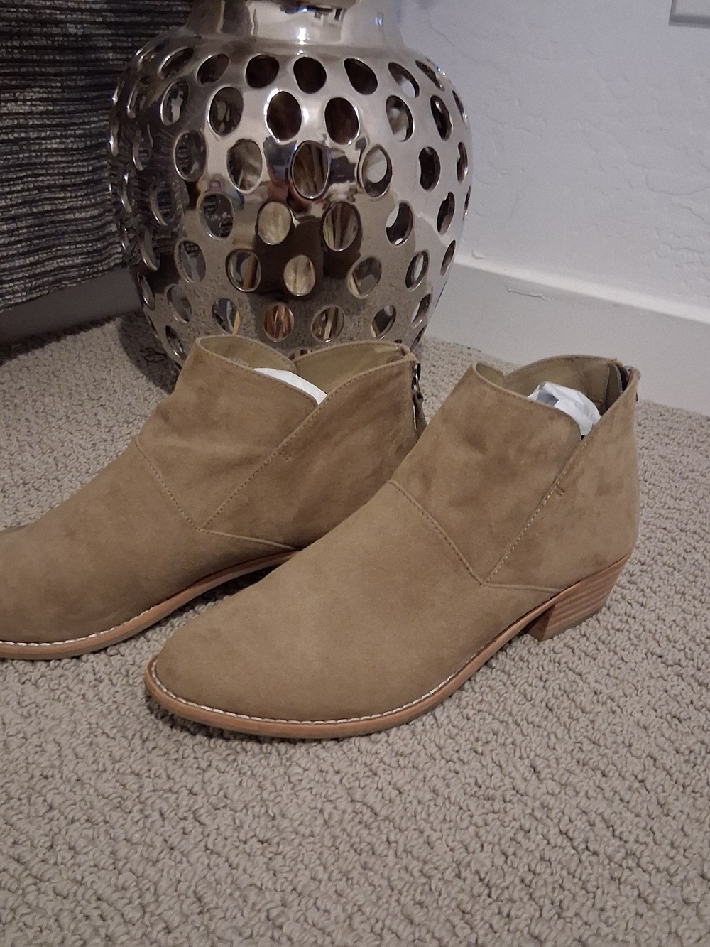 Dolce Vita Suede Ankle Booties in Light Tan